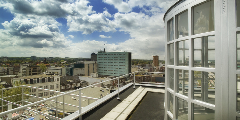 Panoramafoto vanaf het SCHUNCK Glaspaleis over Heerlen