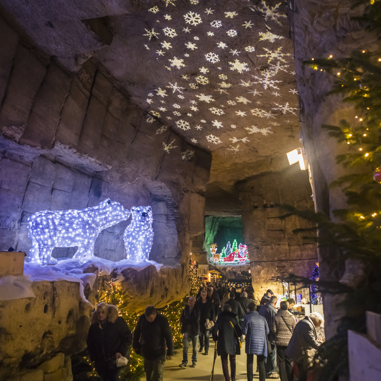 Kerstmarkt Gemeentegrot Kraampjes Lichtjes En Ijsberen Staand