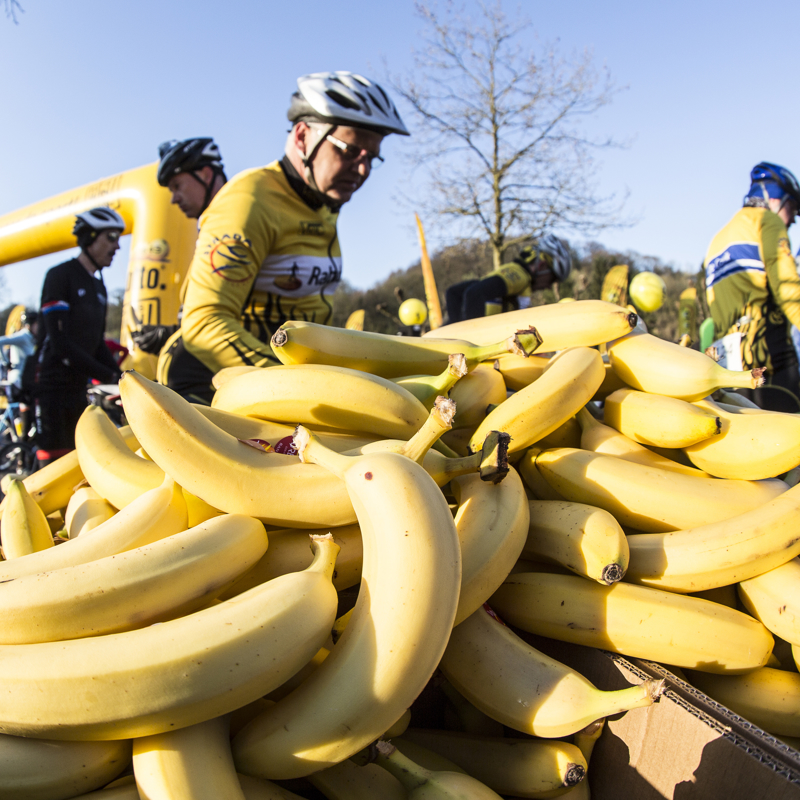 Close up van berg bananen tijdens de Amstel Gold Race tourversie