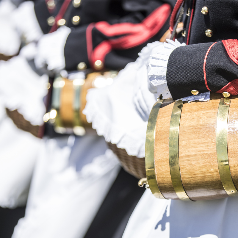 Detailopname van een Marketentsters Tonnetje bij de schutterij