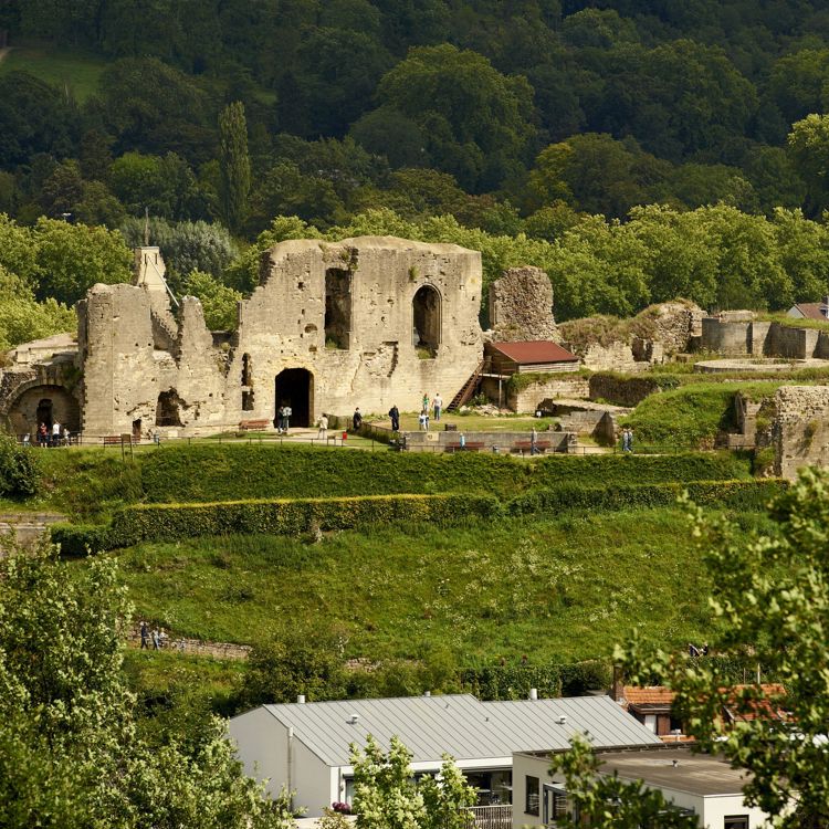 Zicht op de KasteelRuïne van Valkenburg aan de Geul in het groen