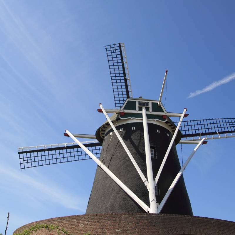 Zicht op achterkant molen Op de Vrouweheide in Trintelen