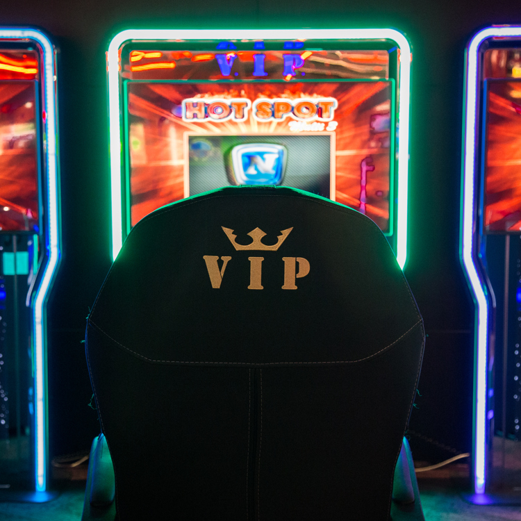 Een VIP stoel voor een gokautomaat bij Fair Play Casino Kerkrade