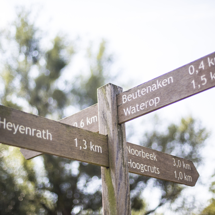 Wegwijzer naar verschillende plekken