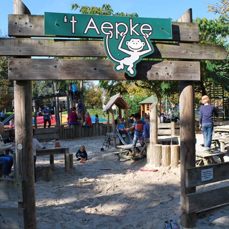 Kinderen spelen in de speeltuin van Kasteelpark Born