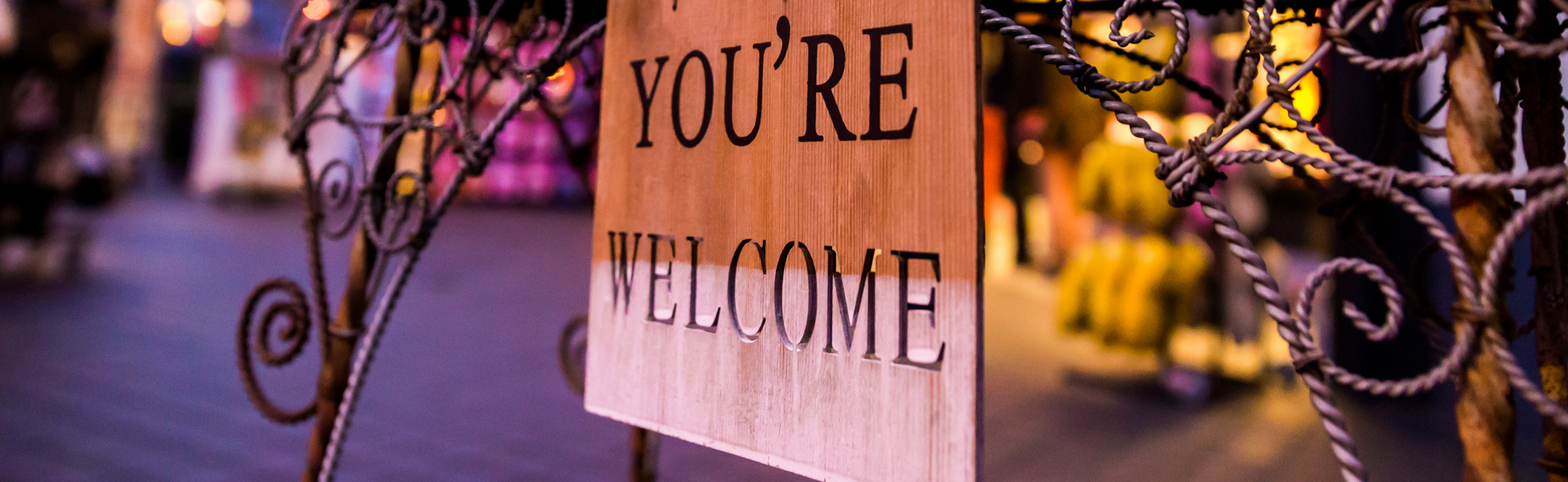 Bordje met tekst 'you're welcome'