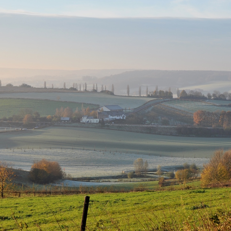 Panorama over een vorstlandschap over Eys