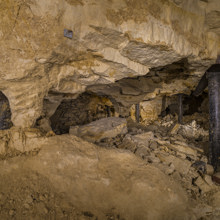 Foto onder de grond in een vuursteenmijn