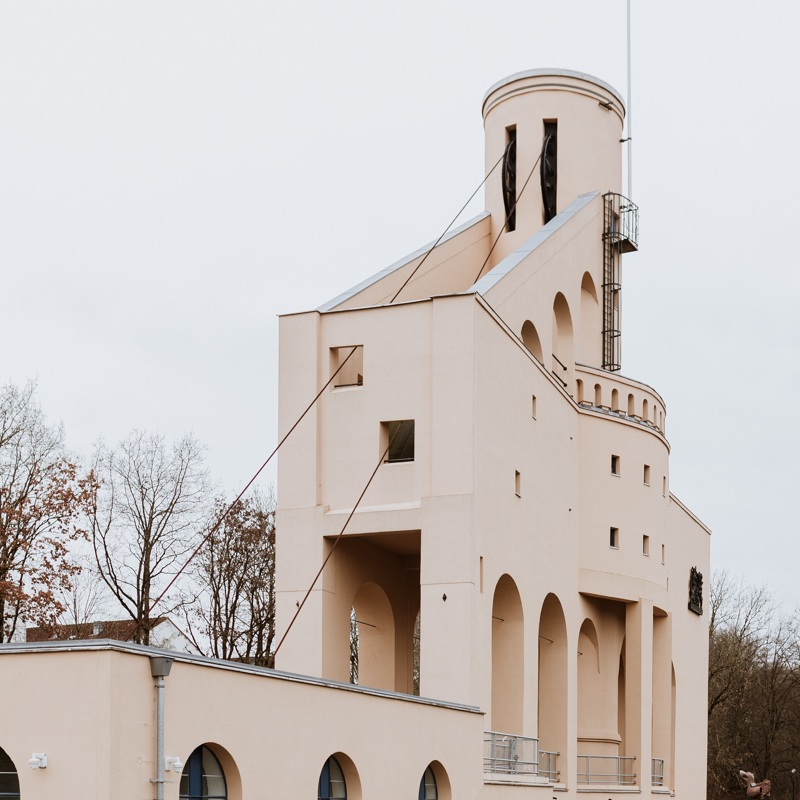 Schacht Nulland in Kerkrade op een regenachtige dag