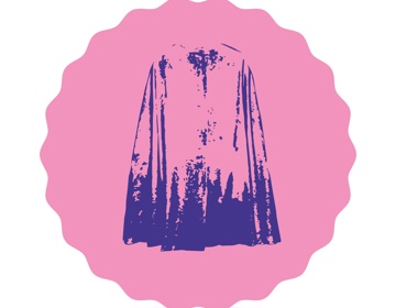 Een roze icoontje met een lange jas als representatie van de Landricuskerk