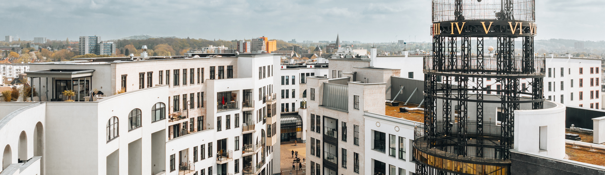 Maankwartier gezien van boven met uitzicht over de rest van Heerlen