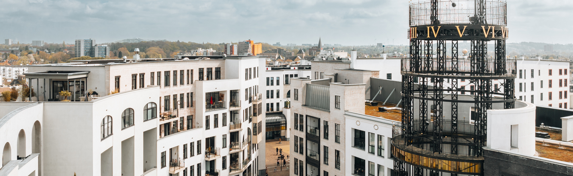 Maankwartier gezien van boven met uitzicht over de rest van Heerlen